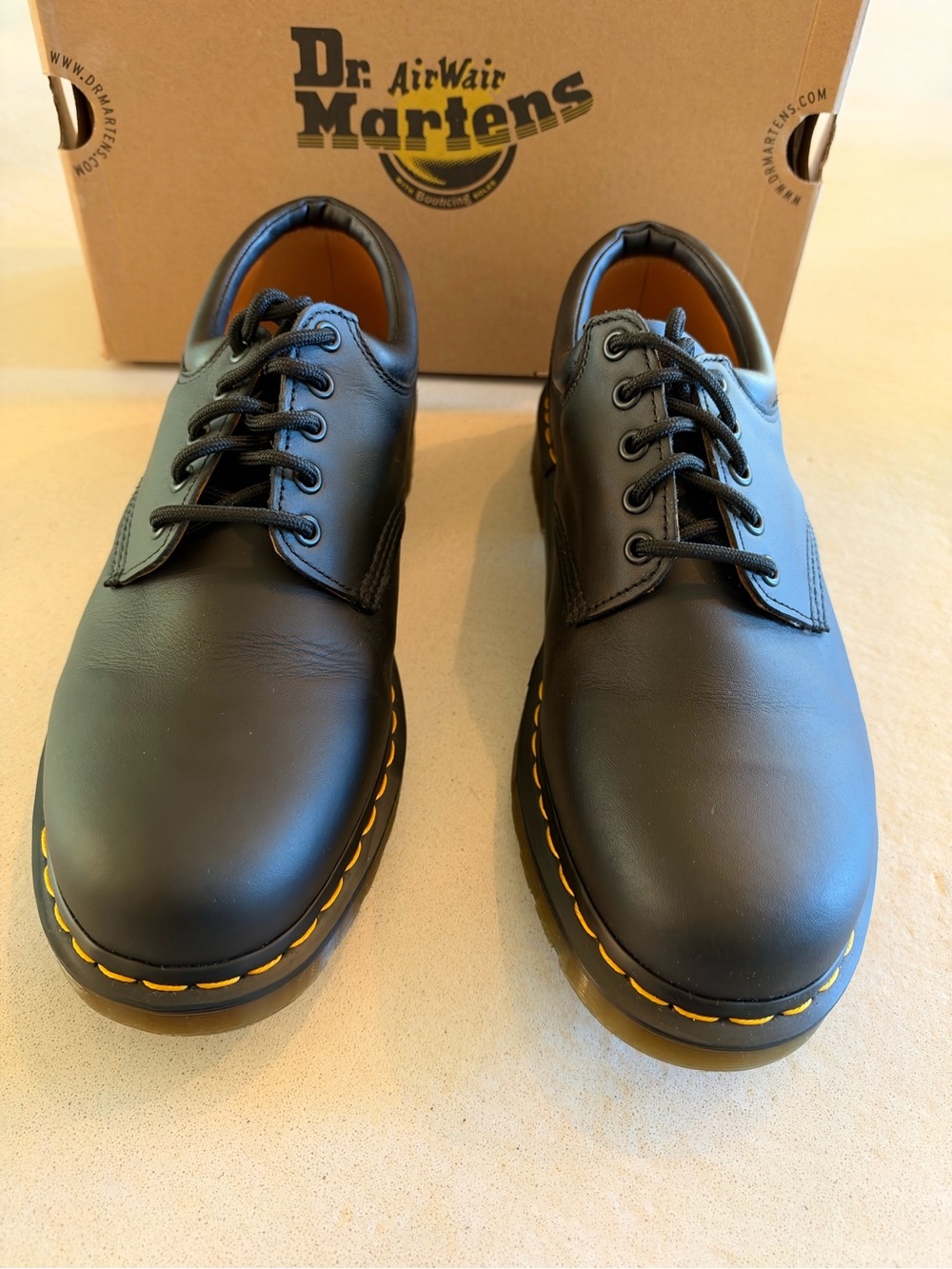 Dr. Martens 8053 Men's Leather Oxford Shoes Black Lace-Up Round Toe US 12